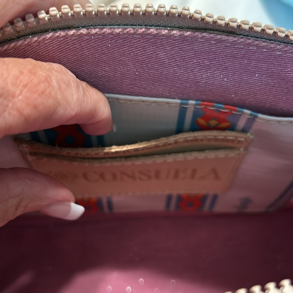 2 Dif sides Consuela Adrian Glitter Luncheon crossbody with matching card/wallet - Picture 10 of 16